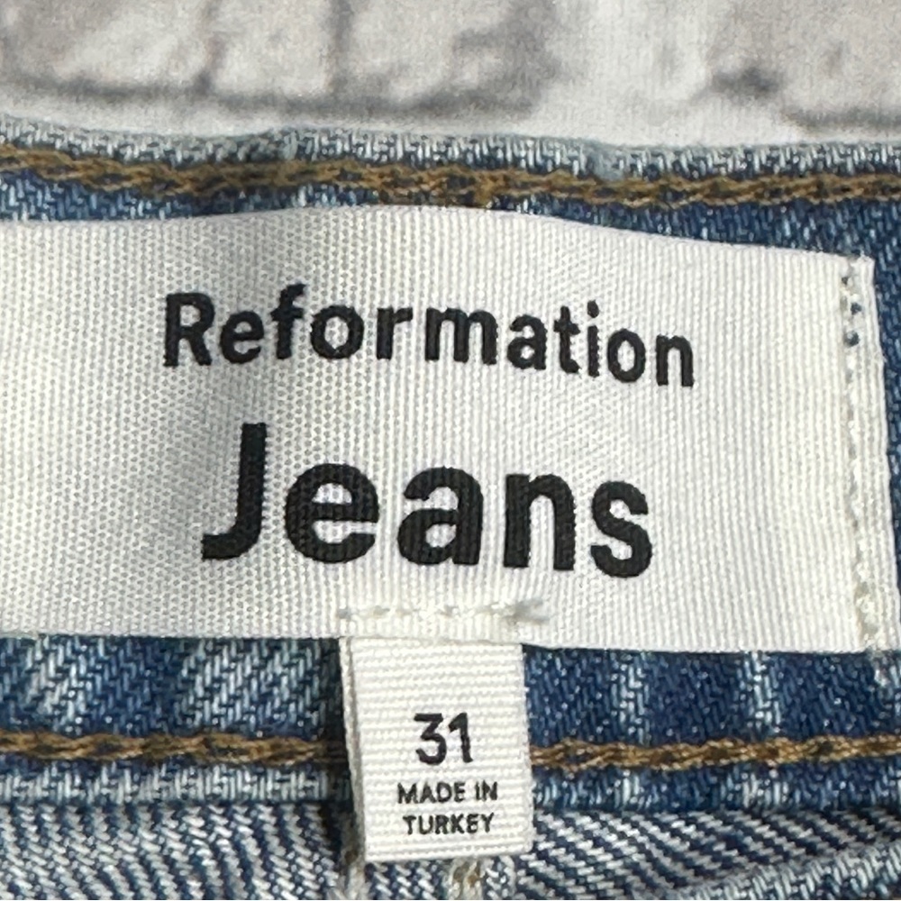 EUC Reformation Cary High Rise Slouchy Wide Leg Light Wash Blue Jeans Sz 31 - Picture 14 of 16
